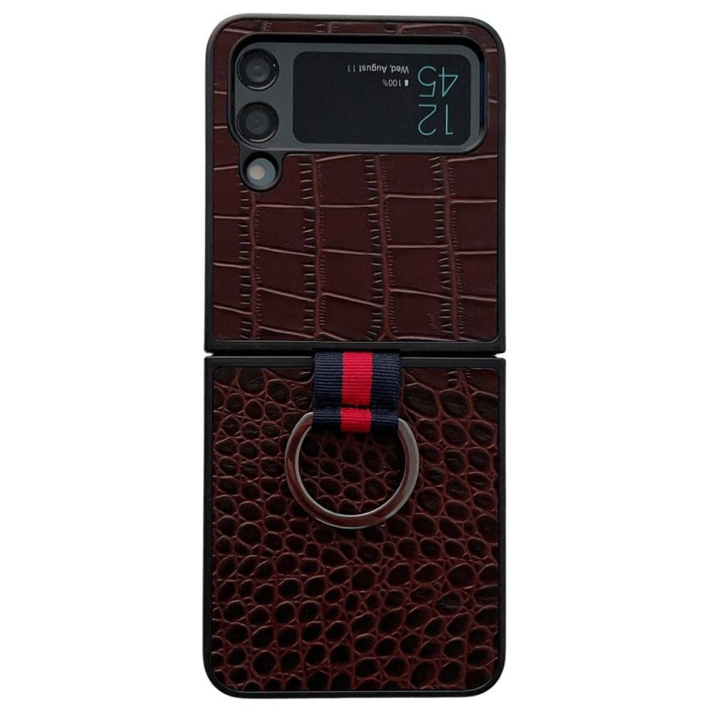 Samsung Galaxy Z Flip4 5G Finger Ring Holder Folding Cover- Coffee