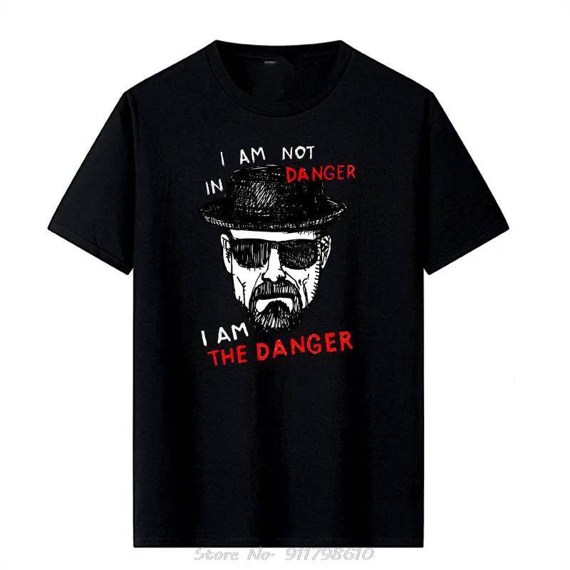 Herr T-shirt Bomull Kortärmad Breaking Bad T-shirt Casual Heisenberg Tryck T-shirt Cool T-shirt Herrtoppar tshirt cm black