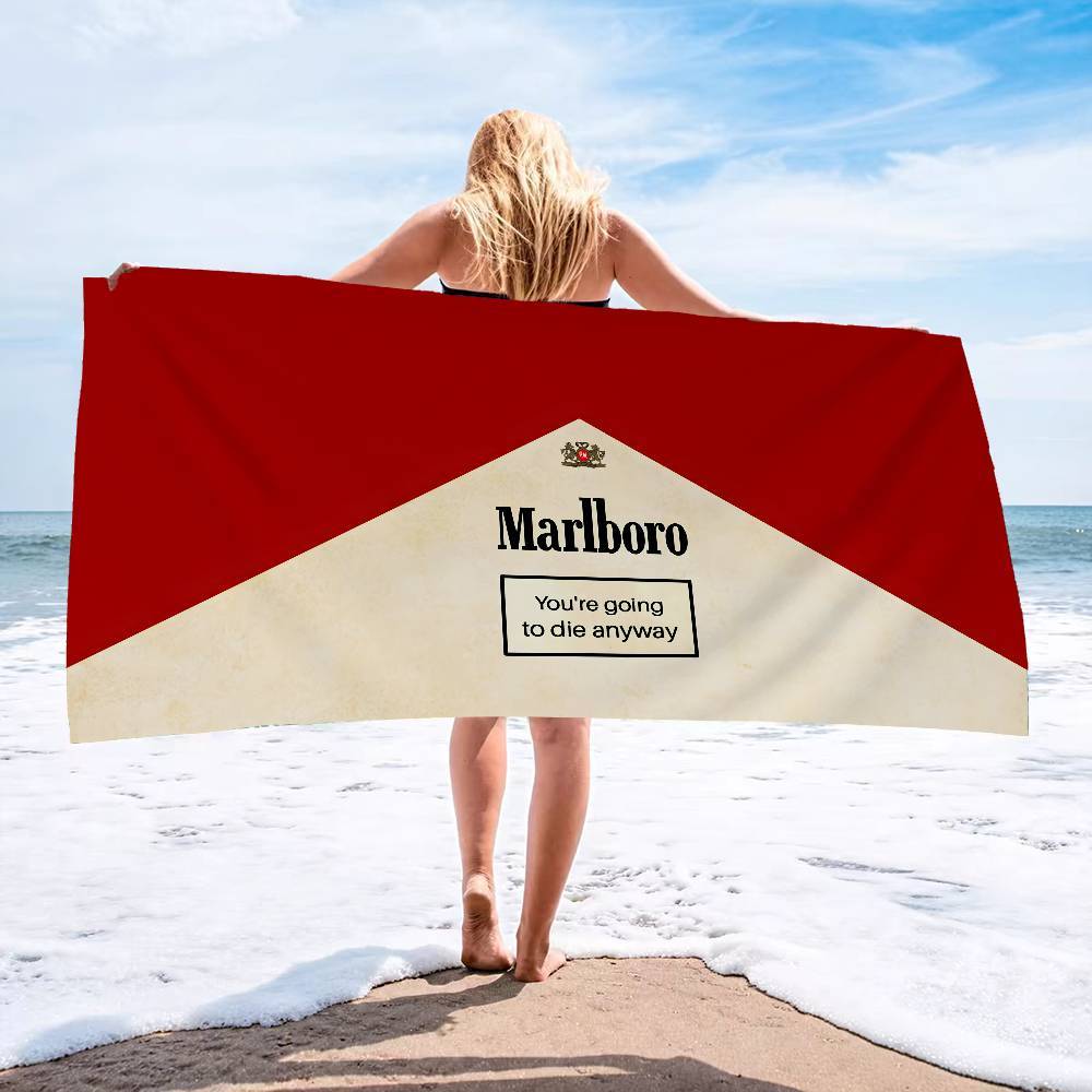 Retro M-Marlboro Mikrofiber Strandhandduk Absorberande Snabbtorkande Mjuk Yoga Simning Resort Bergsklättring Handduk