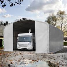 8x36m, Garagetelt, PVC-teltdug, grå, med statikpakke (blød undergrund) - (99462)