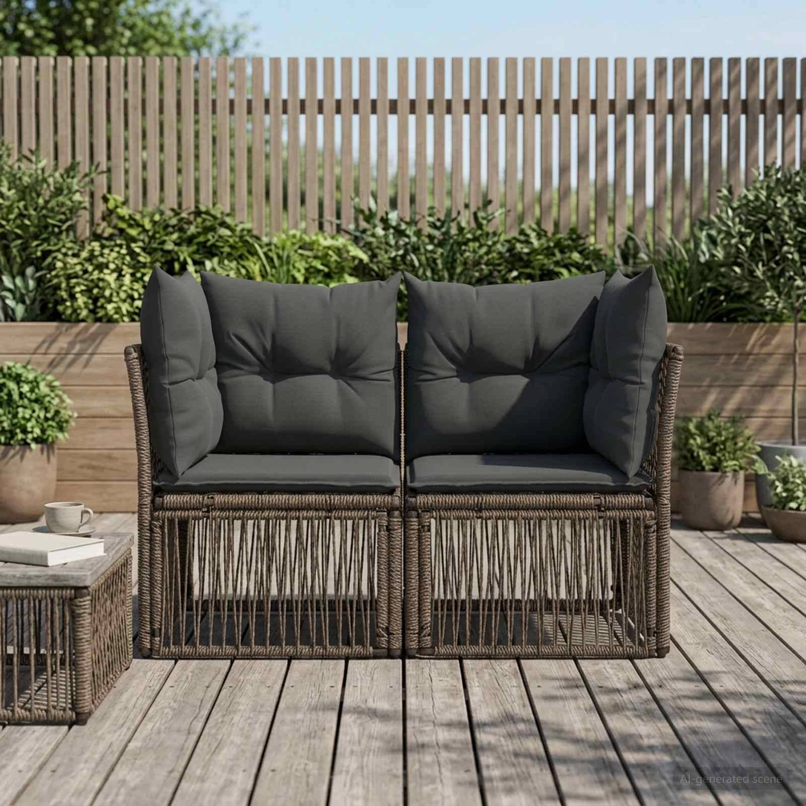 Havemøbelsofa 2-Antal sæder Grå polyrattan