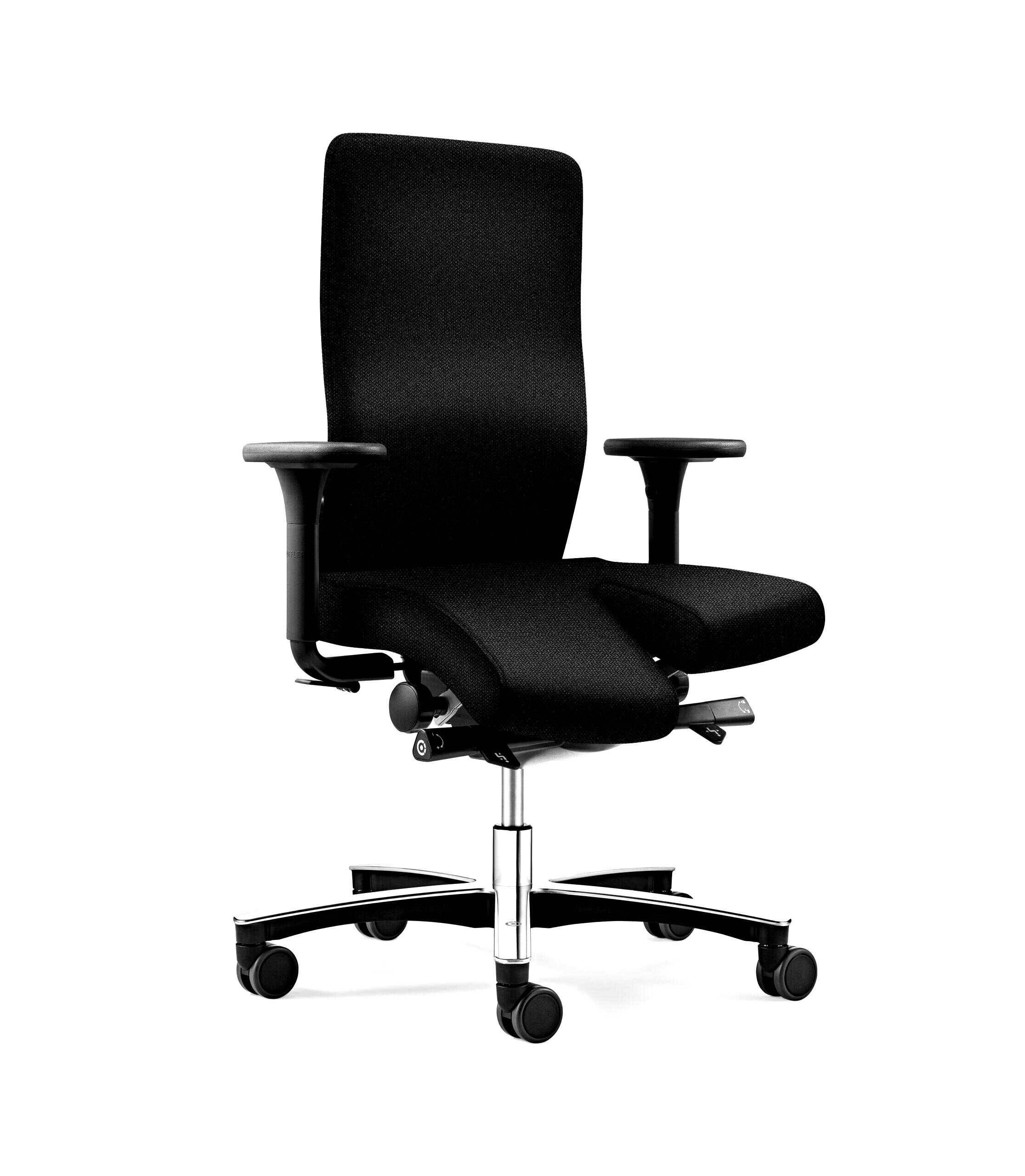 LO 155HK ergonomisk kontorstol til hofte- og knæproblemer - Sort - Standard sæde - Standard ryglæn.
