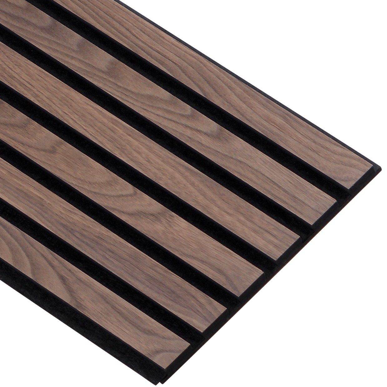 Valnød m. sort MDF og sort filt Basic Akustikpanel 278cm.