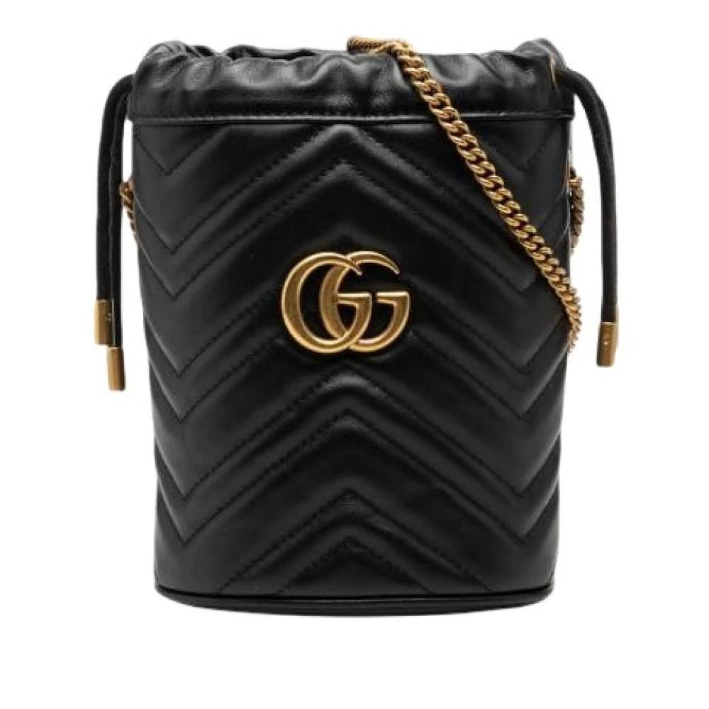 Gucci Vintage Pre-owned Quilted Leather Bucket Bag - Vintage - Dame - Sort - ONE SIZE - Læder