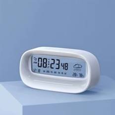 Led digital väckarklocka smart väckarklocka klockbord elektroniska skrivbordsklockor för hemmakontor bakgrundsbelysning kalender skrivbordsklockor - Vit