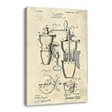 Espressomaskin lackerad affisch – kanvastryck – retro väggkonst för kafé, kök, heminredning (40 x 60 cm) inramad