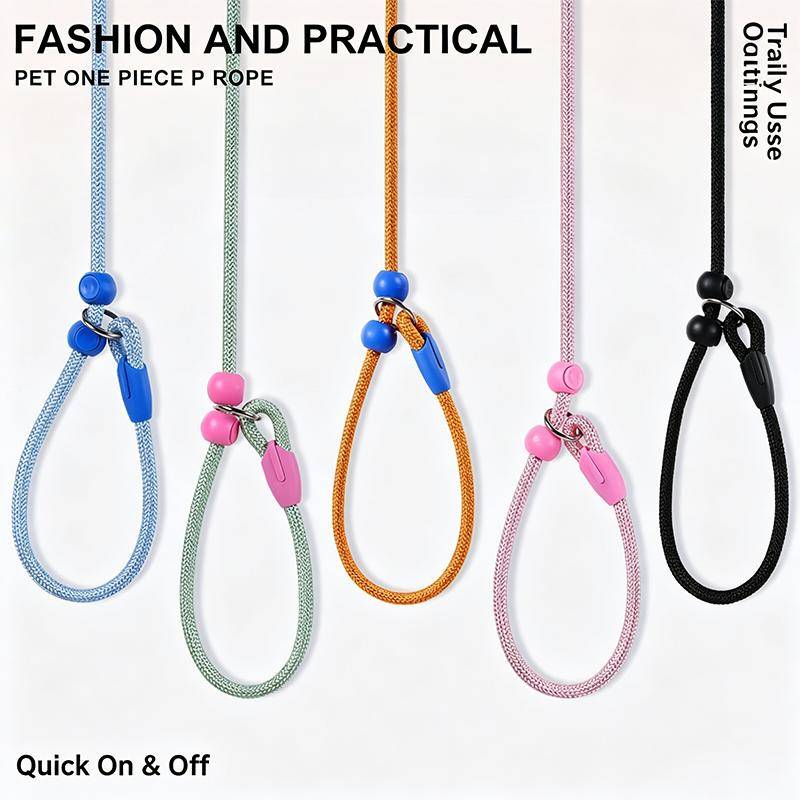 Adjustable Lightweight Nylon P Leash Anti Pull Adjustable Round Rope Dog Lead For Small Medium Dogs Outdoor Walking Pet Supplies violett