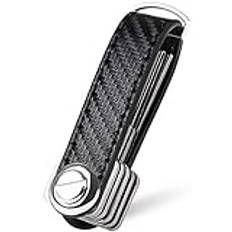 Flintronic Key Organizer, Nyckelring Äkta Läderficka Funktionell och Praktisk Smart Nyckelhållare med Presentförpackad Snygg, Rymmer 7-9 Flera Tangenter (Svart)