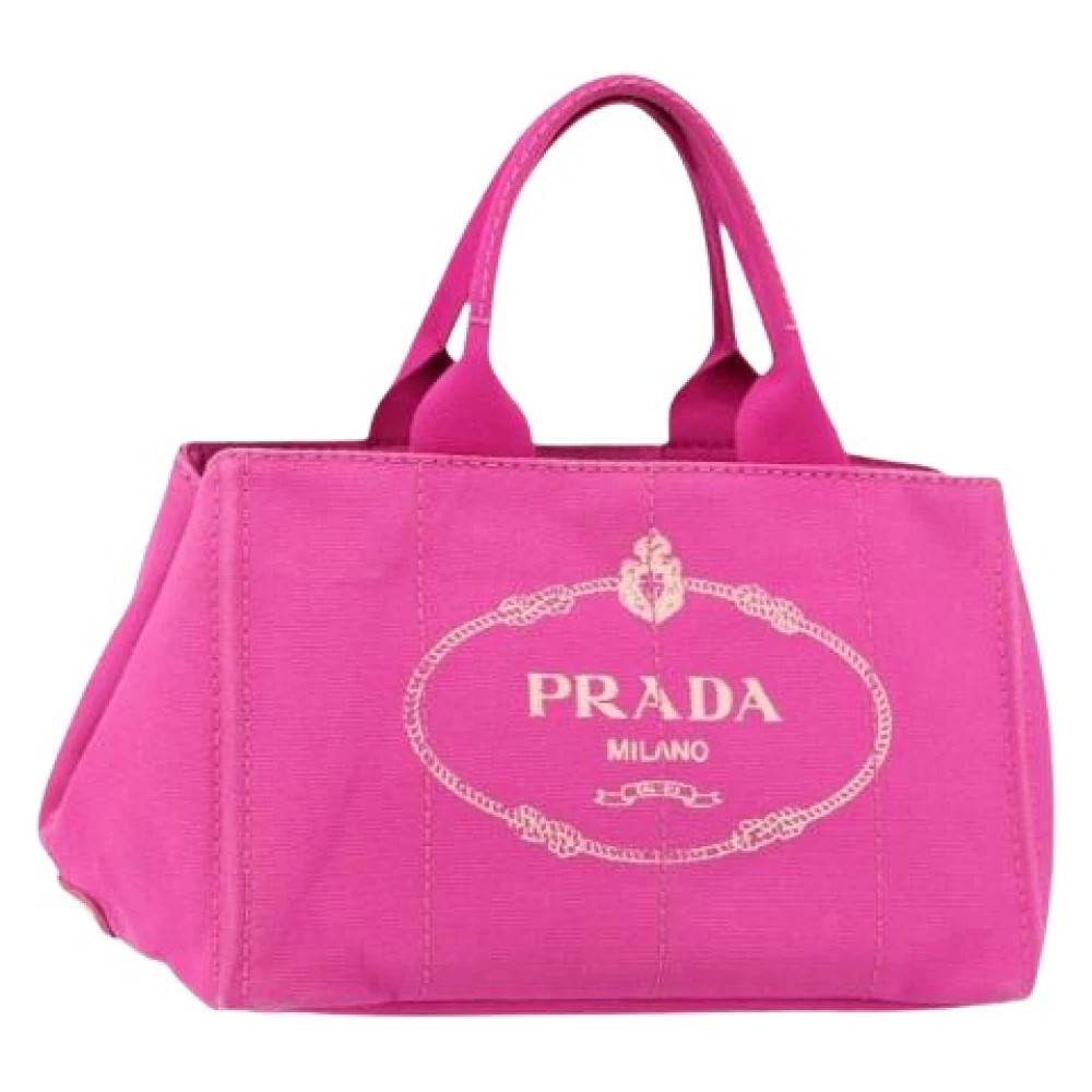 Prada Vintage Pre-owned Vintage Canvas Tote Bag - Vintage - Dame - Lyserød - ONE SIZE - Uld