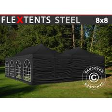 Foldetelt FleXtents Easy up pavillon Steel 8x8m Sort, inkl. 8 sider