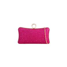 Fuchsia Diamante Ring Clutch Bag