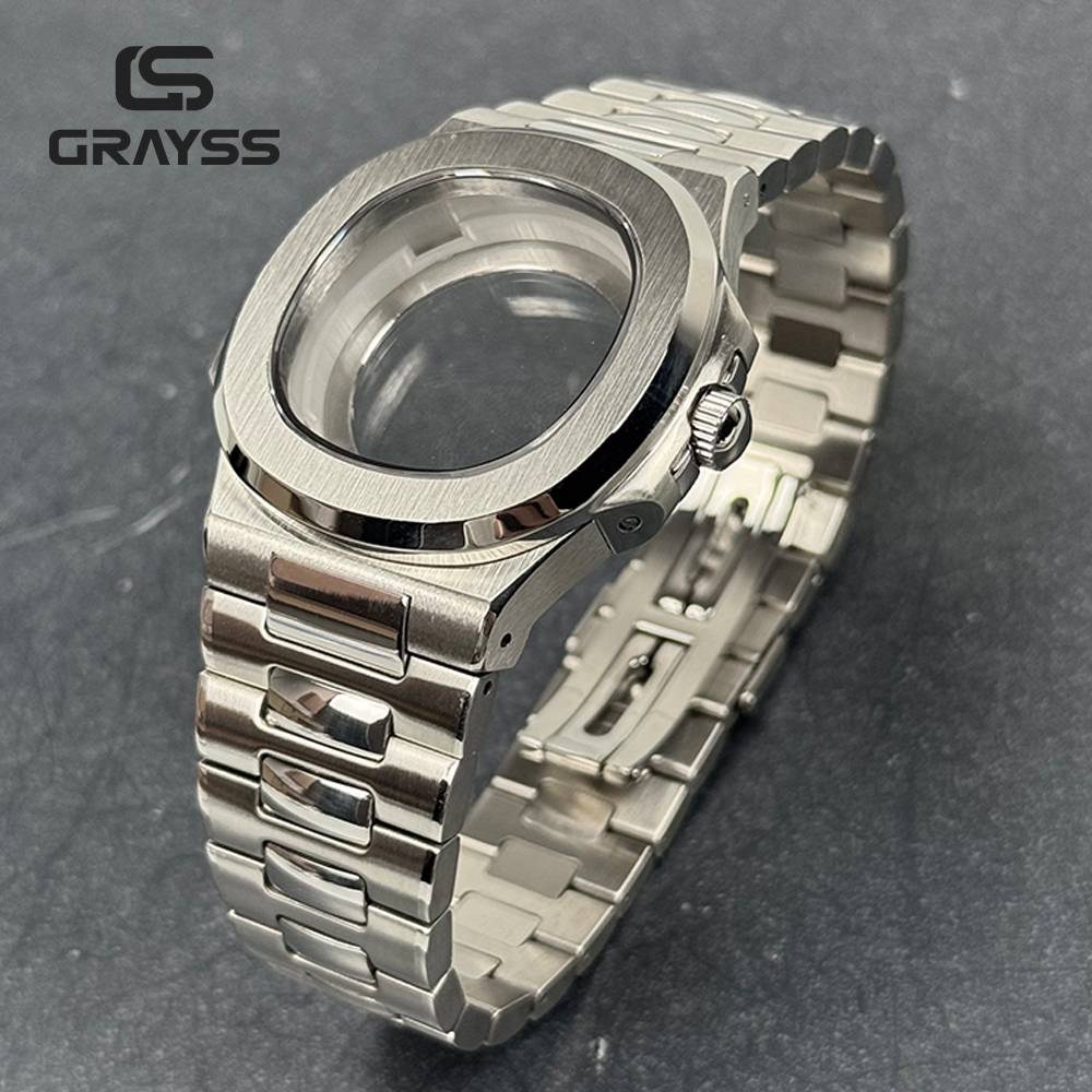 New 40mm for Philippe Square Watch Case Accessories Fit 30.5mm NH35 Dial for Seiko NH35 Movement Sapphire Crystal Glass Back