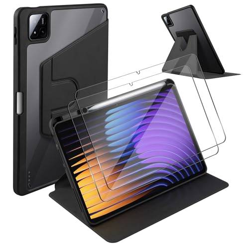 Fodral + 2 stycken härdat glas kompatibelt med Xiaomi Pad 8/Pad 8 Pro