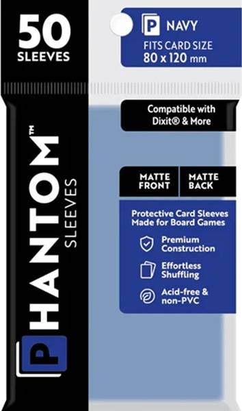 50 lommer! Phantom Sleeves: Matte - Navy: Dixit Card Sleeves (80x120mm)