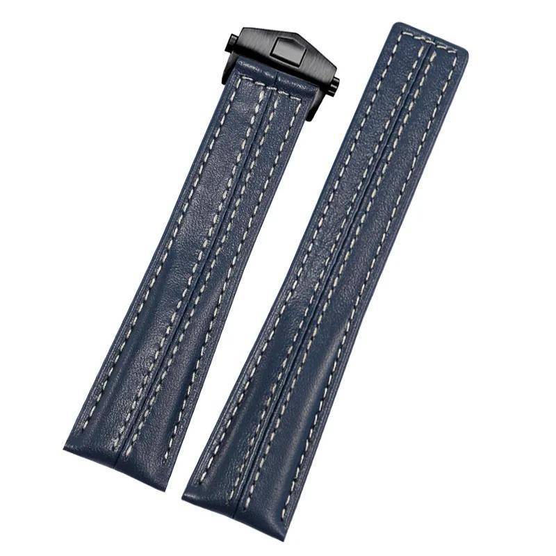 Äkta Läderklockarmband för TAG Heuer Carrera Porsche Edition Heuer Ko-läder Monaco Heritage 6 Klockarmbandsaccessoarer 22mm gray
