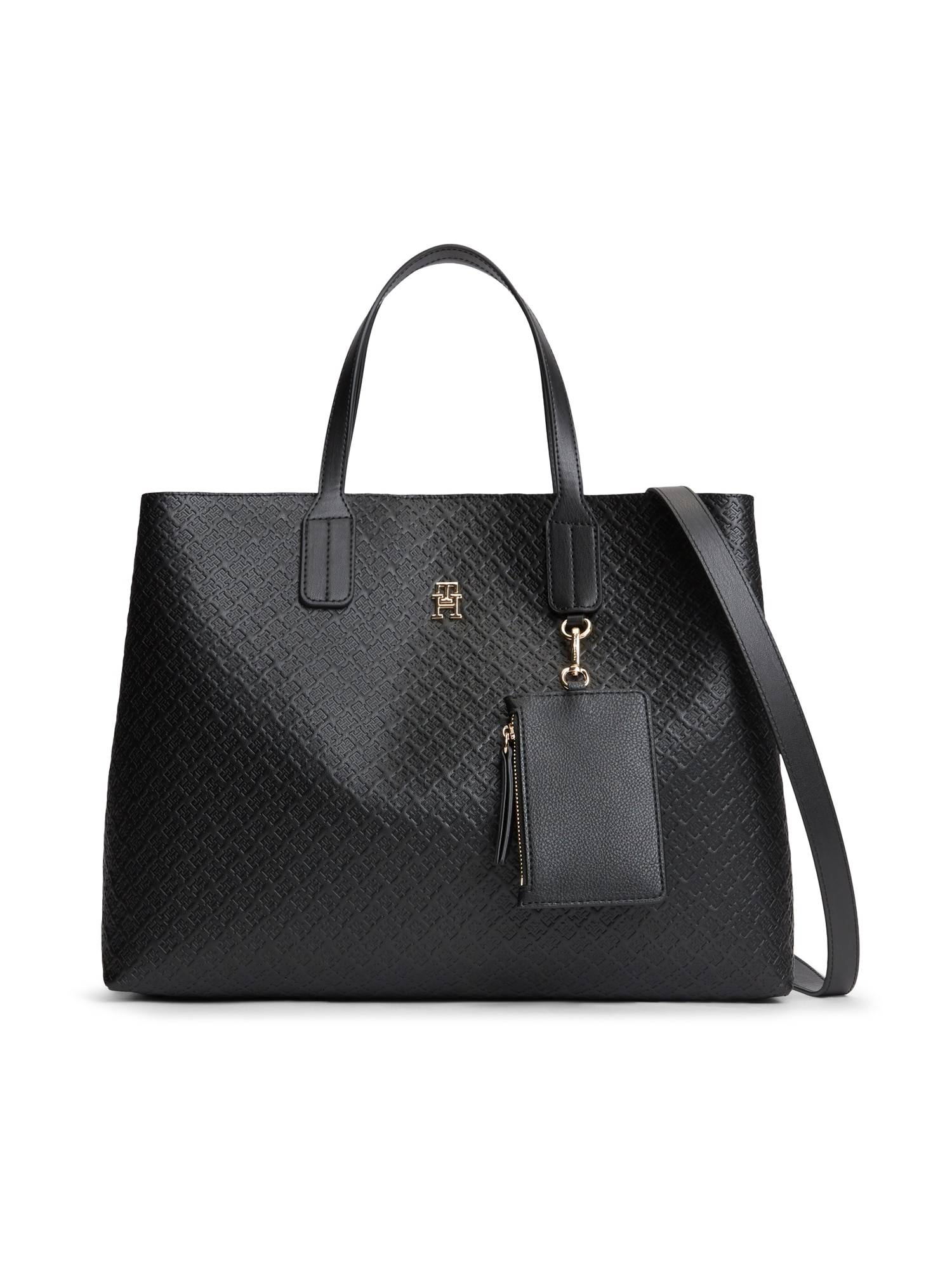TOMMY HILFIGER Håndtaske 'SATCHEL MONO'  sort