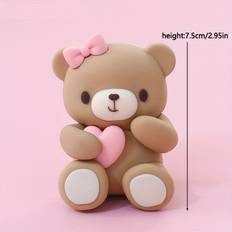 TEMU Cute Bear Cake Topper Bow Tie Bear Bake Cake Decoration Doll Ornament For Birthday Party Wedding Anniversary Cake Decor