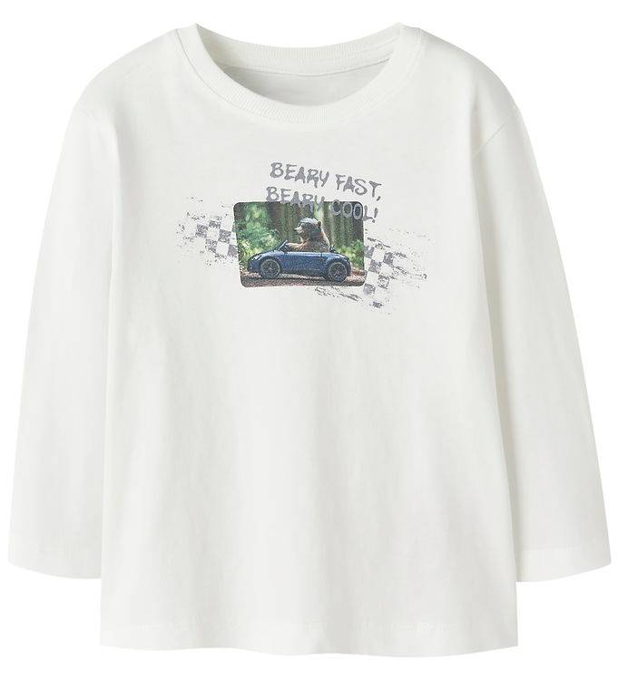 Name It Bluse - NmmVoto - Cloud Dancer/Bear Car - Name It - 3 år (98) - Bluse