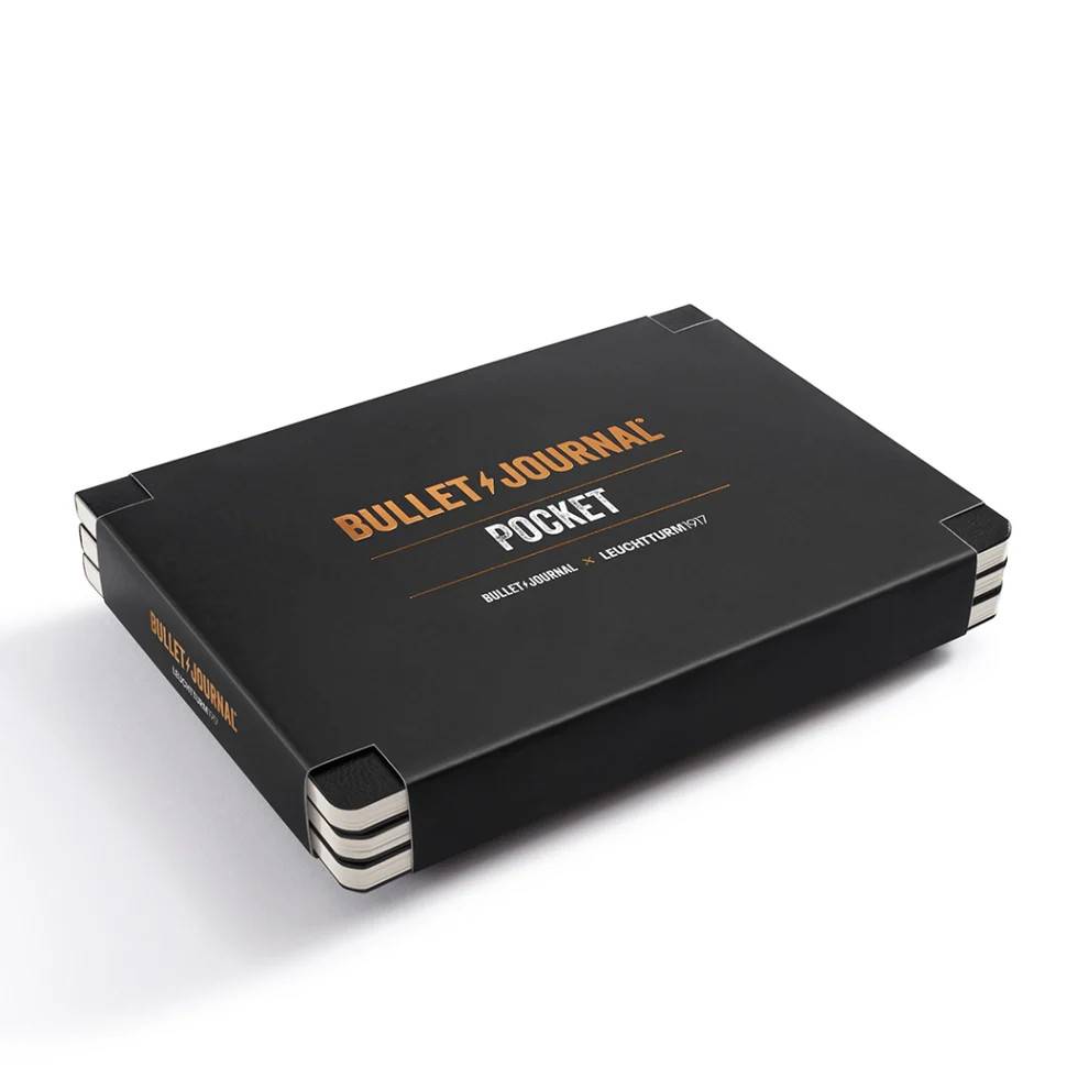 Leuchtturm1917 Bullet Journal Pocket, pack of 3, 10,5 x 15 cm, 46 nummererede sider, Black, dotted