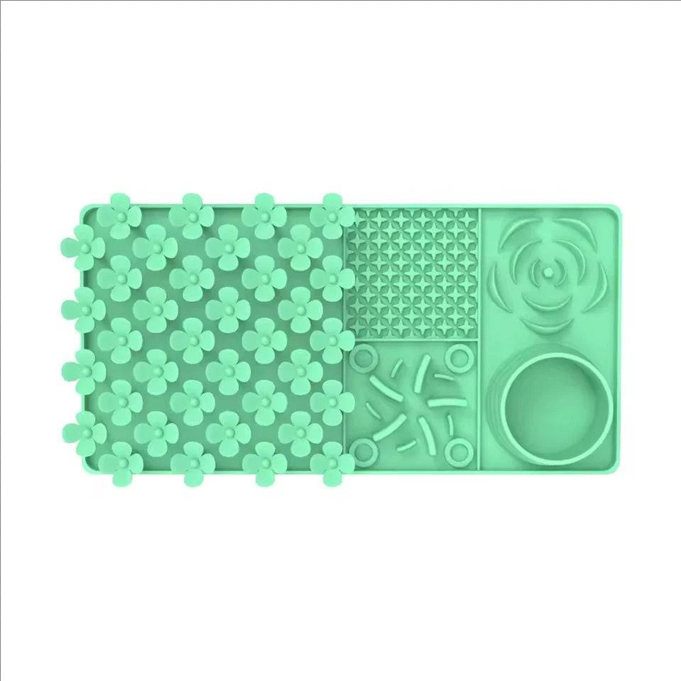 Silicone Lick Mat with Suction Cup for Dogs — Slow Feeder & Bath Distraction - green