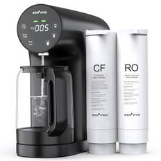 Ecoviva Auftisch Osmoseanlage, Trinkwasser Umkehrosmoseanlage mit 4-stufige Filtration, Echtzeit-TDS-Monitor, 3:1 Rein zu Abfluss, Mobil Umkehrosmose Wasserfilter Null-Installation RO-200G Schwarz