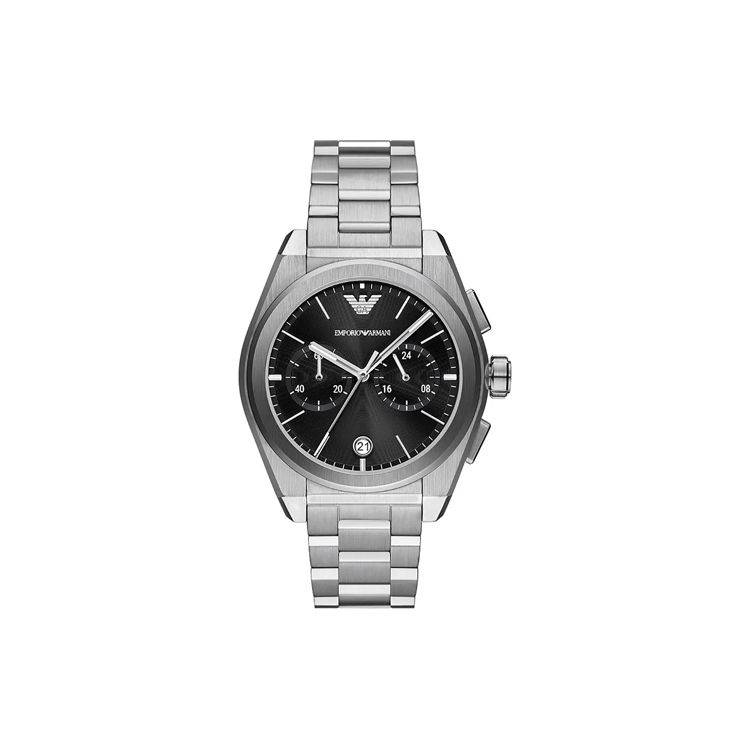 Emporio Armani Quartz Watch Stainless Steel Band 43Mm Black Dial 50M Water Resistant Men watches Silver AR11560 Black Dial