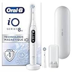 Oral-B iO 8N Bluetooth-ansluten vit elektrisk tandborste, 2 borstar, 1 resefodral