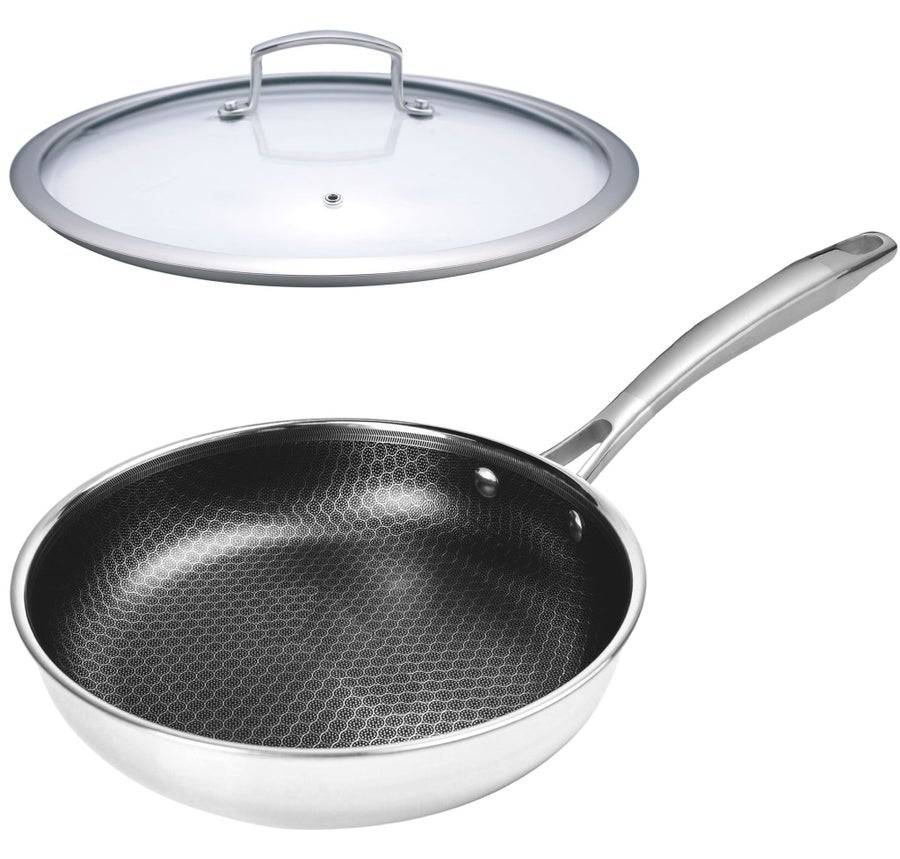 Hybrid Nonstick Stekpanna i rostfritt stål – 28 cm med Glaslock