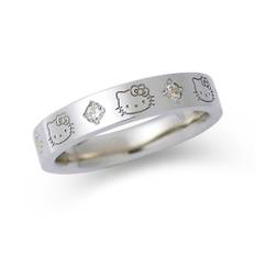 Hello Kitty Heart Simple Ring Fang Ring Jewelry Present Accessory Lan Ring Women's (No. 15, Silver) silver