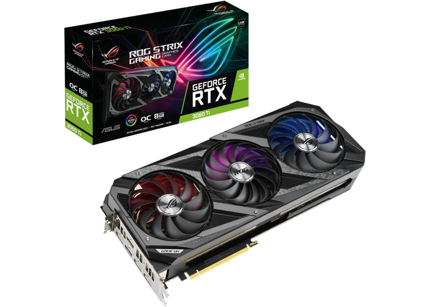 NVIDIA ASUS ROG STRIX Gaming GeForce RTX 3060 Ti 8GB OC V2 LHR Graphics Card (ROG-STRIX-RTX3060TI-O8G-V2-GAMING) - One Size (One Size)