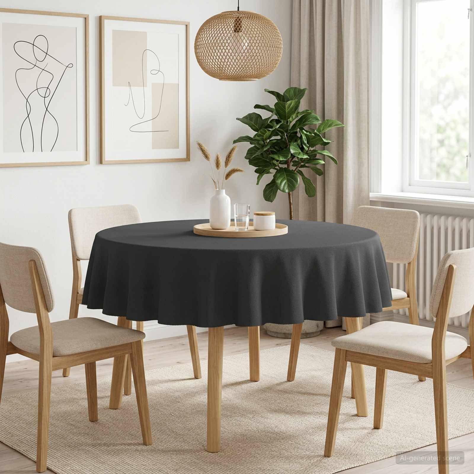 vidaXL Bordduk 5 st Rund Mörkgrå Ø 140 cm