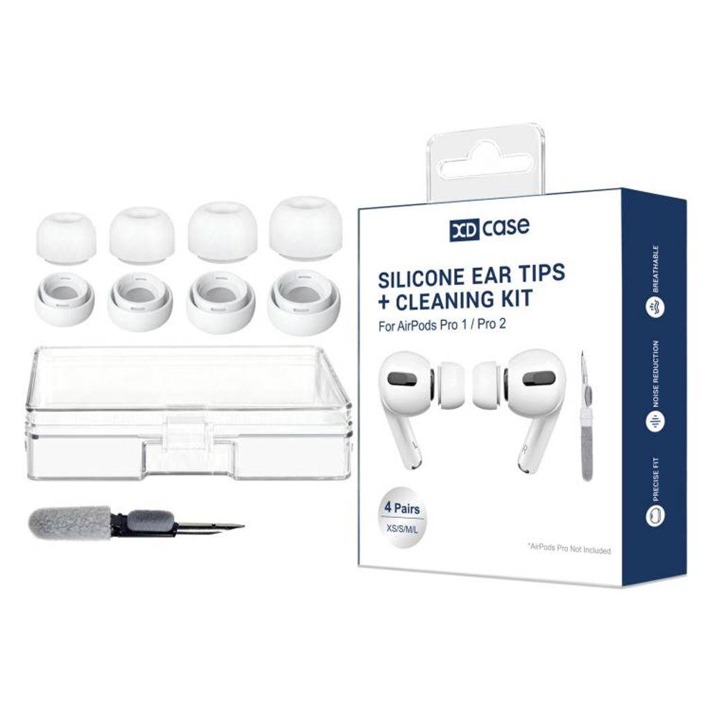 XDcase AirPods Pro 1/2 Silikone Ørepropper med Trykaflastning XS/S/M/L - Hvid