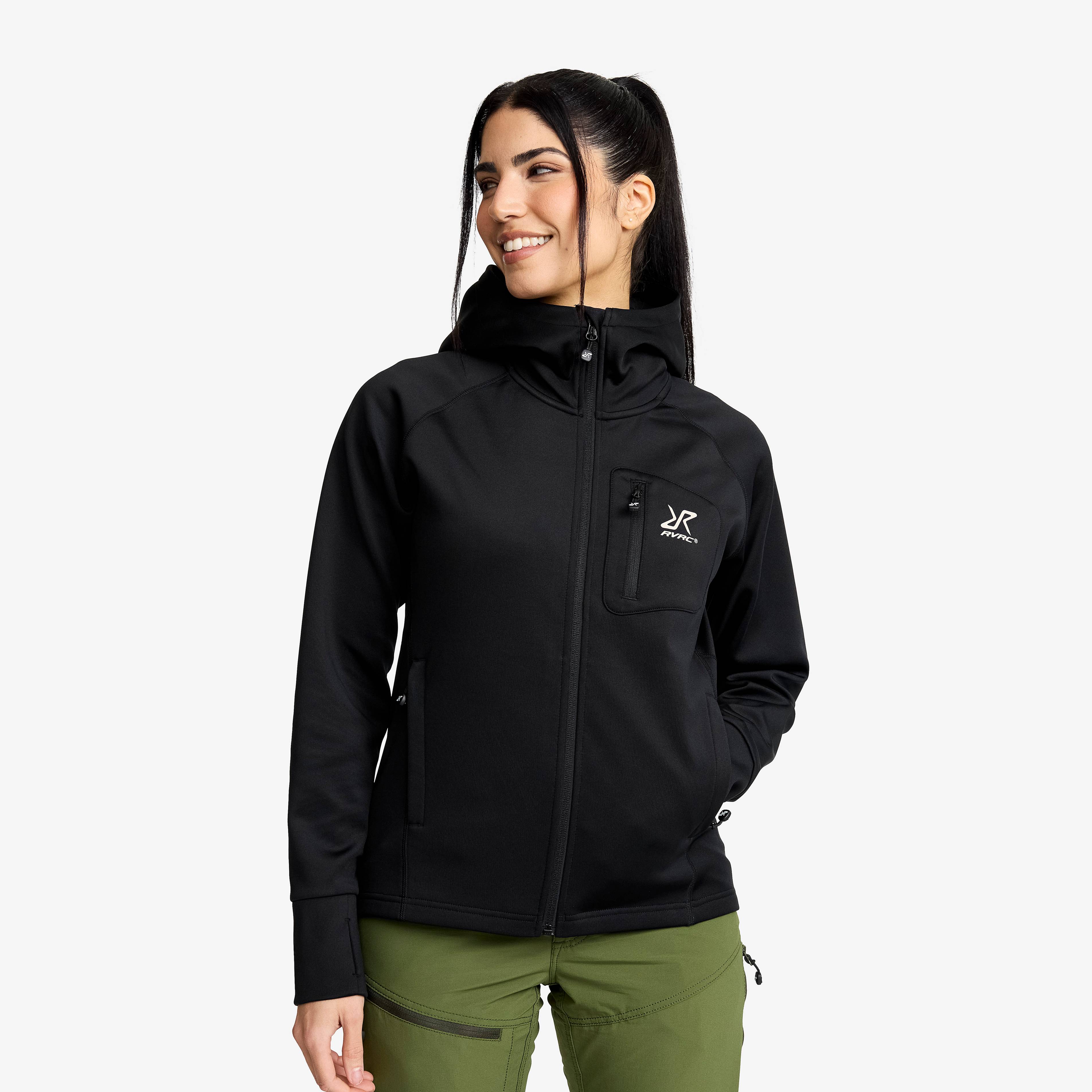 Evolution Stretch Fleece Hoodie Dame Black, Størrelse:2XL - Dame > Overdele > Fleece & Midlayers