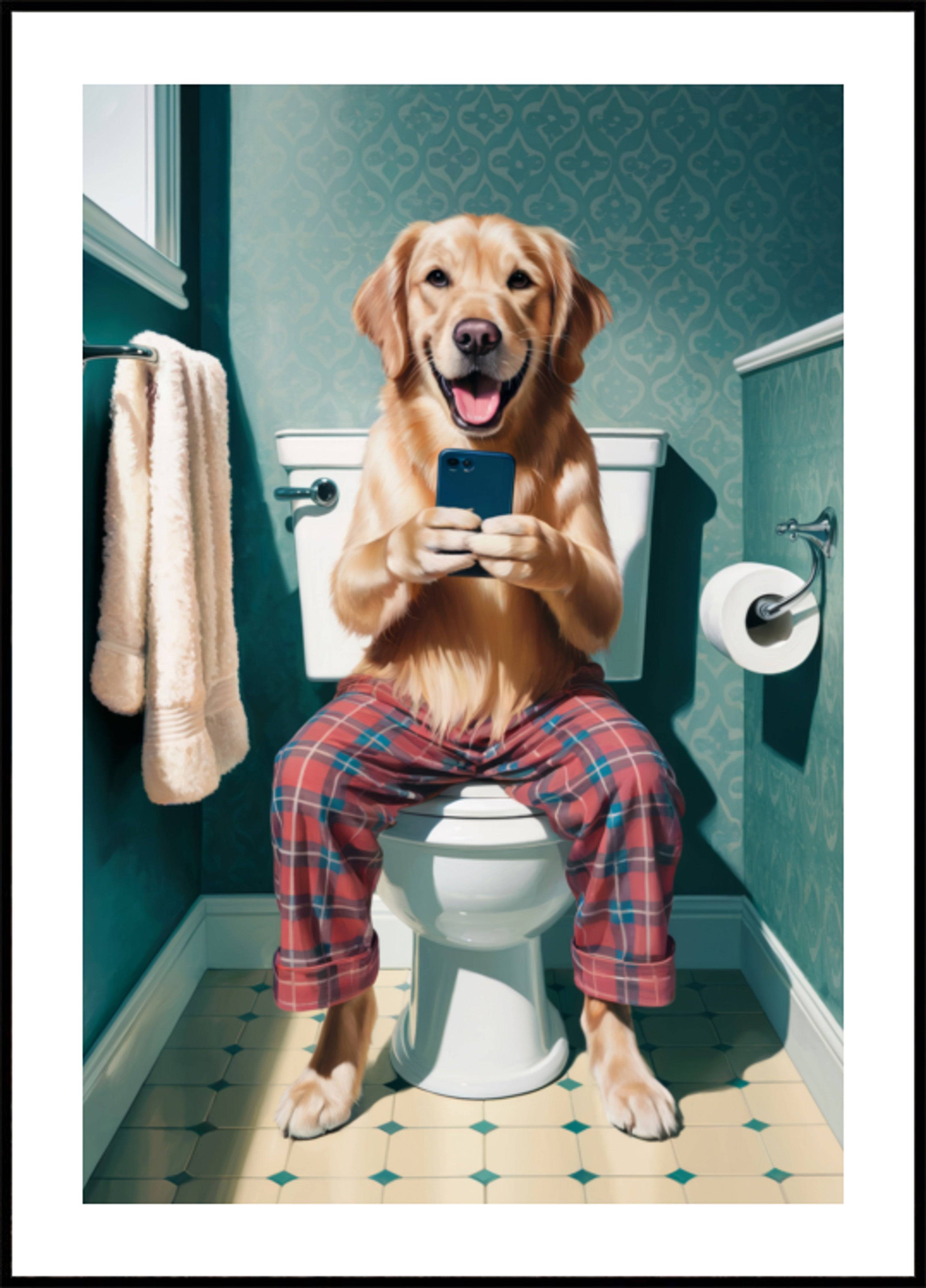 Funny Dog on Toilet (40x50) - Plakater > Usorterede værker