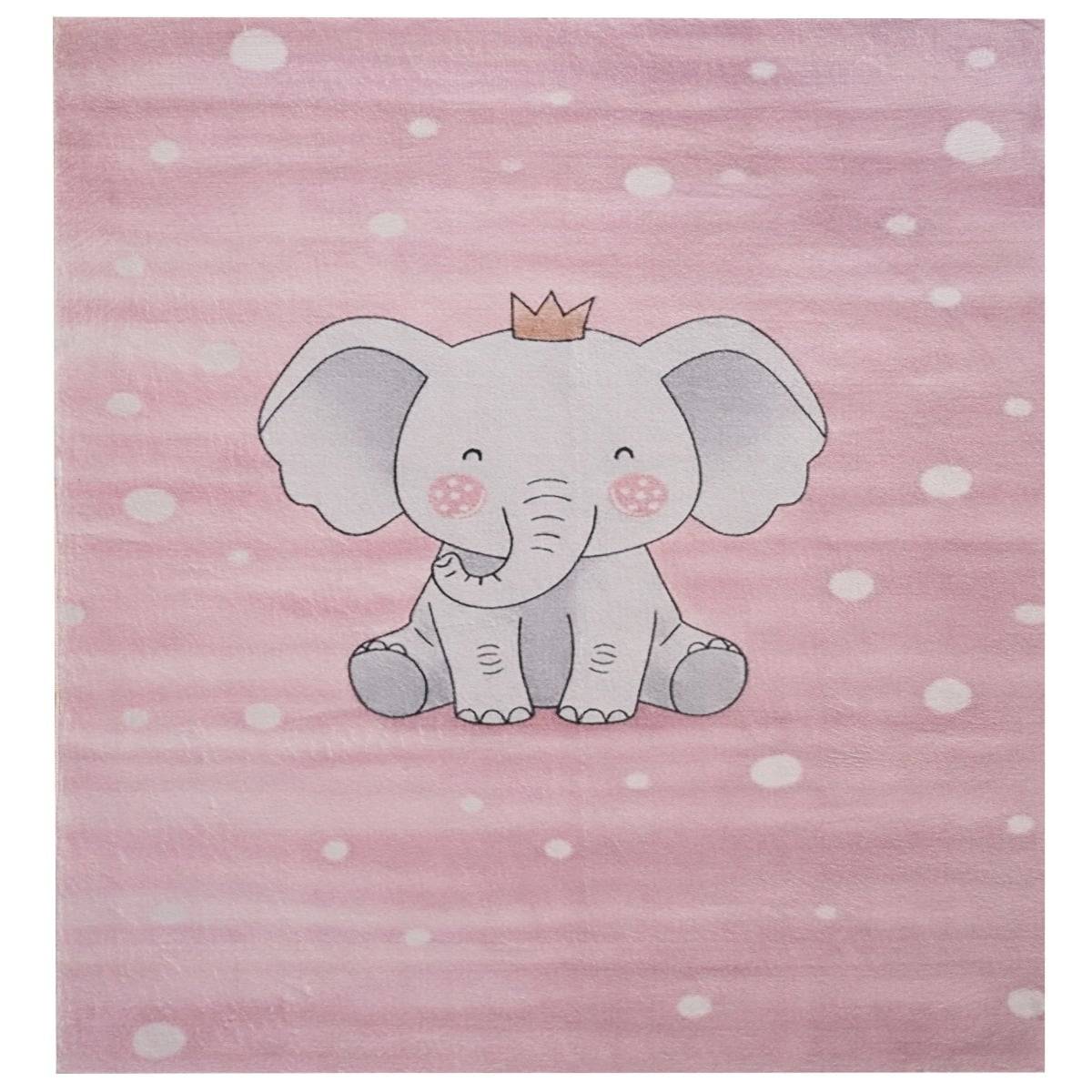 Soft Elephant Rosa Kvadrat 100 cm Barnmatta Mjuk Päls-look