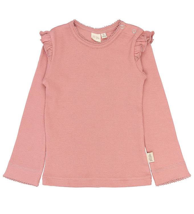 Petit Piao Bluse - Rib/Modal - PPSea - Dusty Rose m. Flæser - Petit Piao - 1 år (80) - Bluse
