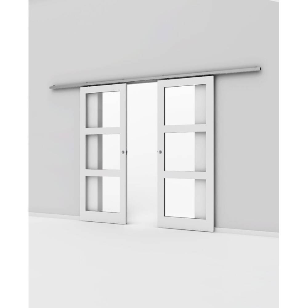 SKJUTDÖRR UTANPÅLIGGANDE DUBBEL KVADRAT GLAS 15X21 SKENA