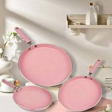 1st/3st Nonstick Crepe Pan Set - 18cm/20cm/22cm Frukostpannor, Universal spiskompatibel & snabb matlagningsdesign för mångsidiga recept - Rosa (3 st,1 st-S,1 st-L,1 st-M)