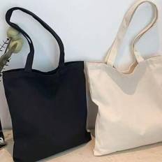 1 st. trendig enfärgad tygväska i canvas, gör-det-själv-shoppingväska för män, oumbärlig för resor, lätt med topphandtag, shoppingväska, herrhandväska - Beige (En-Storlek,Svart 1st,Beige 1 st)