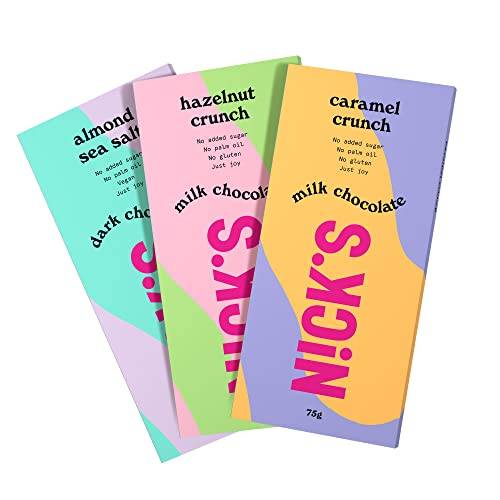 N!CK'S Chocolate block mix, keto choklad utan tillsatt socker, glutenfri, low carb chokladkakor utan palmolja (3x75g)