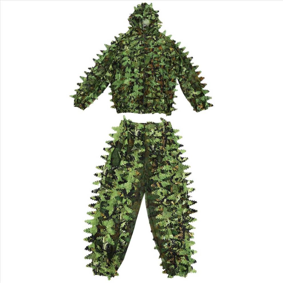 Bioniske blade camouflagedragt med klistermærker og blomster, jagt Ghillie Woodland universal camouflagesæt (B)