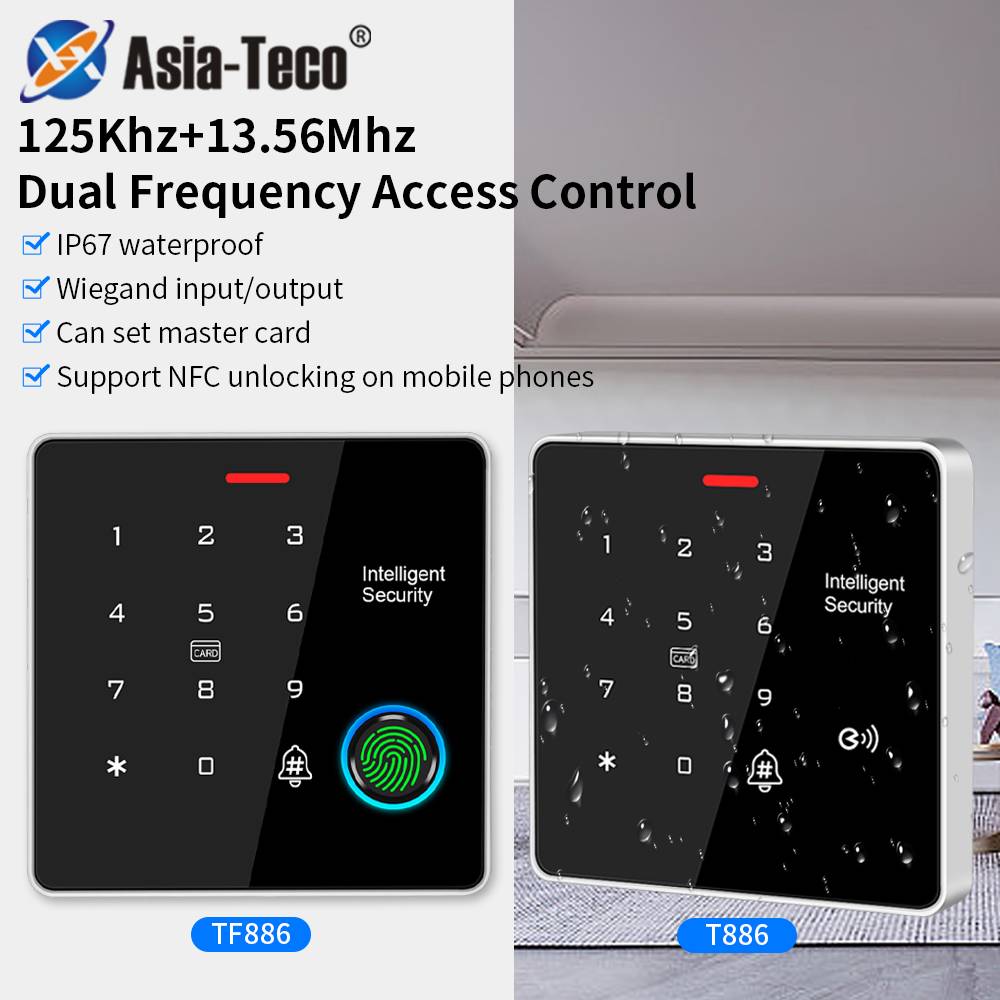 TF886 Fingerprint Keypad Standalone Rfid Card Reader for 12V Electric Access Control System Door Entry Zinc Metal Backlight