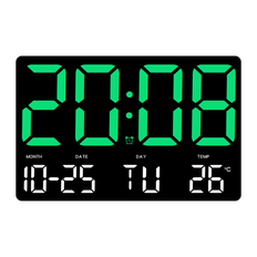 Digital vægur, ekstra stort LED-display, dato, indendørs temperatur, Fahrenheit/Celsius, elektronisk vægur elektronisk ur