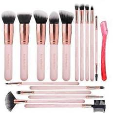 16 stk. Makeup Pensler Sæt med 1 Øjenbryn Razor Premium Syntetisk Foundation Blending Face Powder Øjenskygge Concealer Make Up Pensler Værktøjssæt
