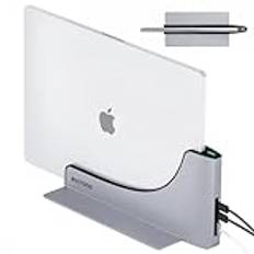 Ascrono Vertikal Dockningsstationshubb | Kompatibel med Apple MacBook Pro 14 (2021-23, M1/M2 & M3 Base/Pro/Max), kompatibel med MagSafe | 2 x USB-C-port (40 Gbps) Thunderbolt-4 kompatibel Dock