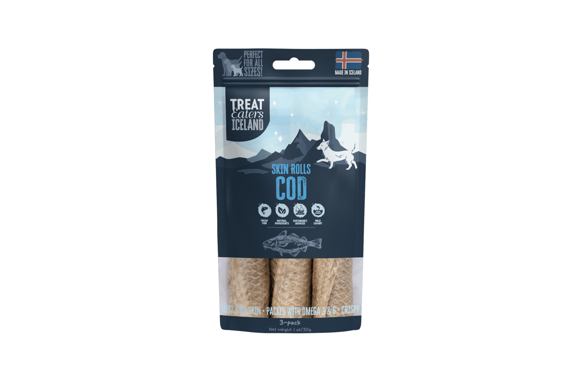 Treateaters Iceland Cod Skin Rolls 3-pack