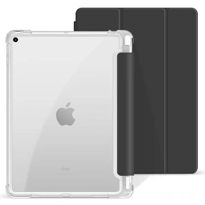 Fodral för Ipad 9/8/7 (2021/2020/2019 10,2 tum), Med pennhållare, Genomskinligt bakskydd ljusgrön färg