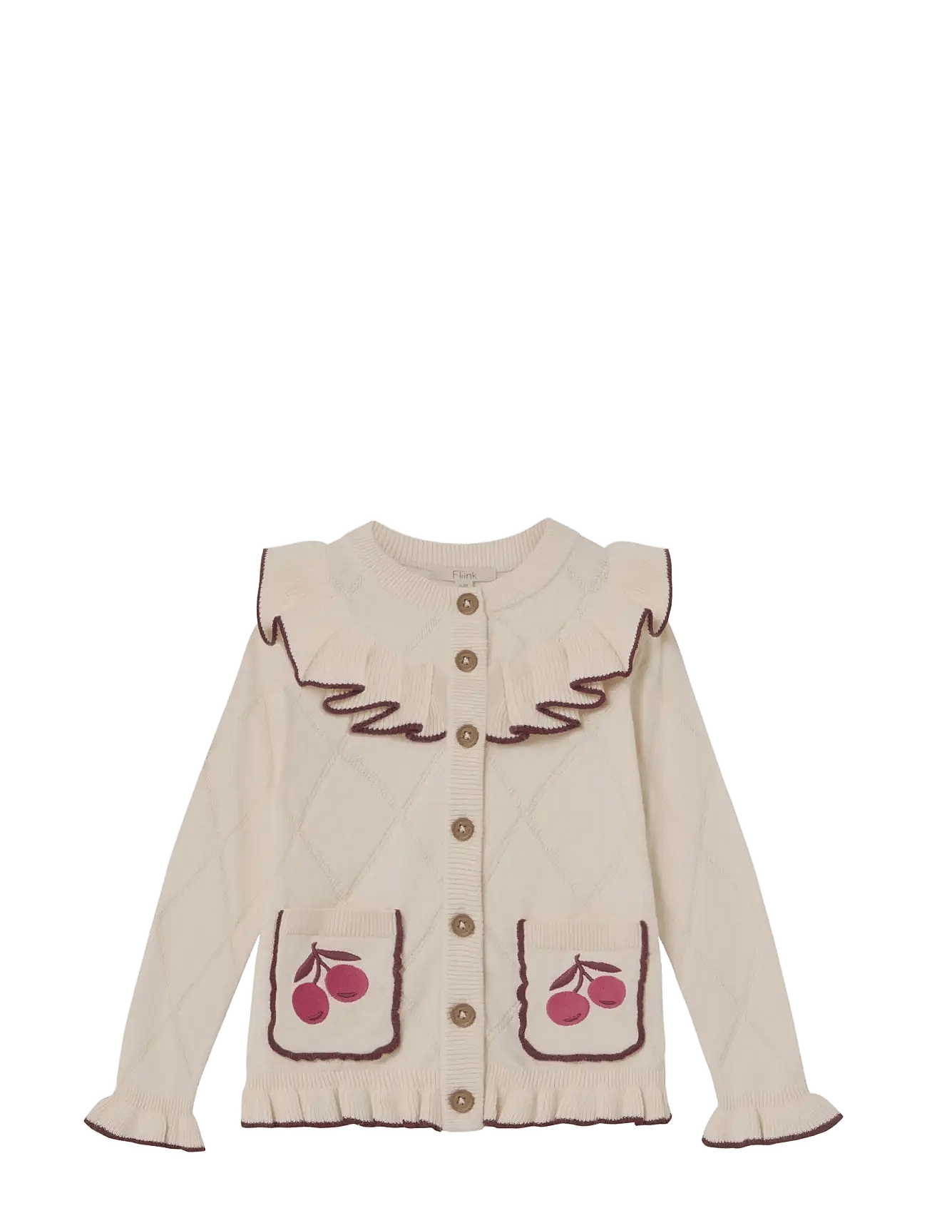 Fliink Nova Embr. Ruffle Cardigan - Cream - 92/98
