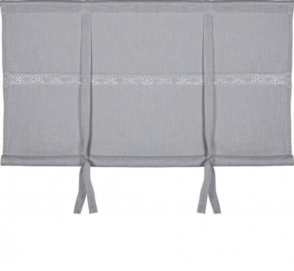 Hissgardin ljusgrå grå med spets i shabby chic lantlig stil