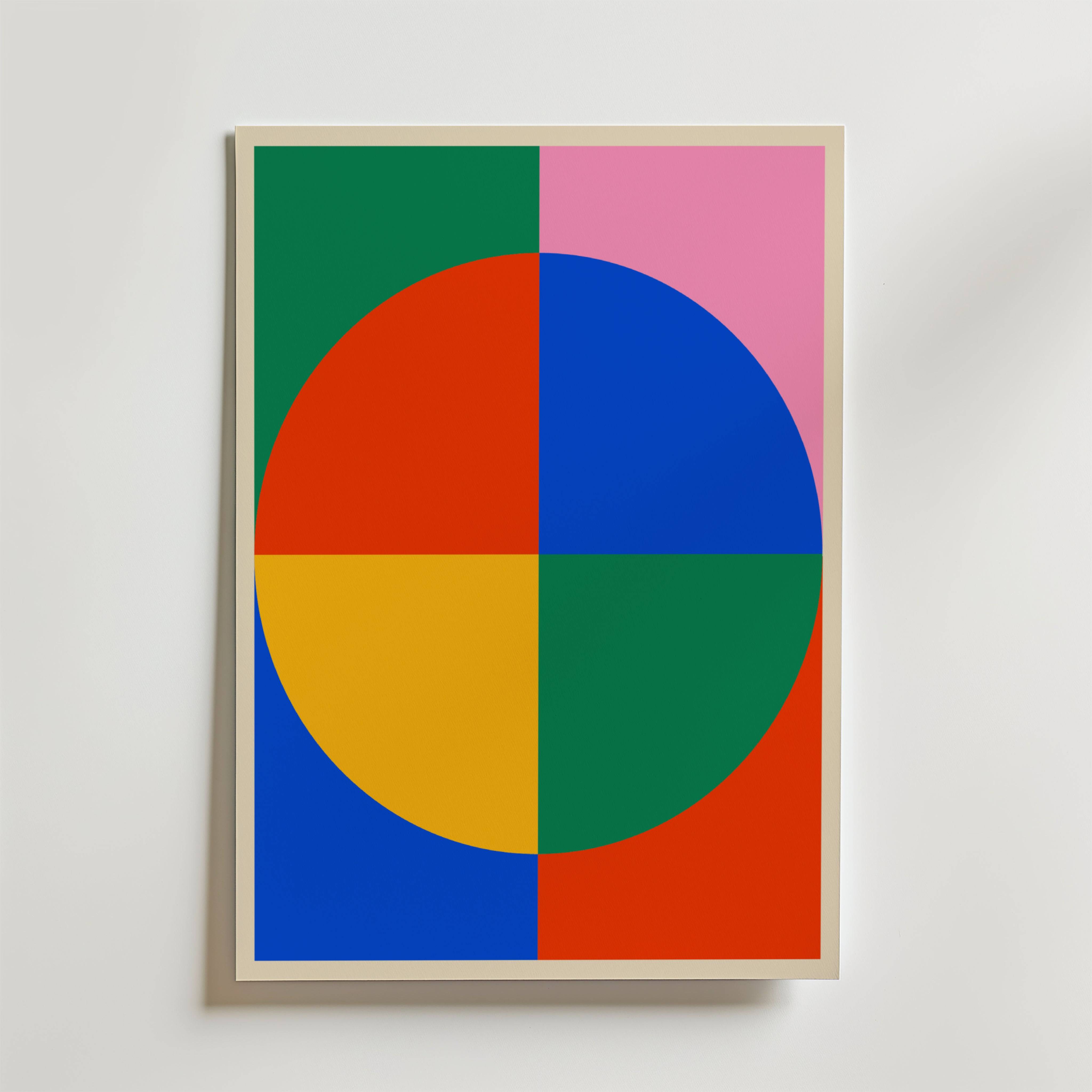 Bauhaus Color Block Circle Poster - Premium Canvas 40x50 cm
